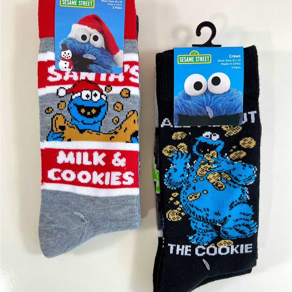 COPY - Cookie Monster Crew Socks ~ 4 Pairs ~ Holiday Santa Cookie and Everyday …